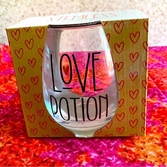Gift Craft Stemless Wine Glass “Love Potion” Inscription - Picture 1 of 5